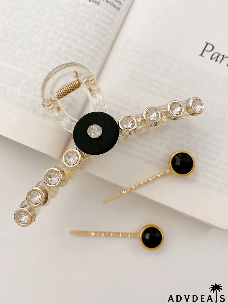 3pcs Rhinestone Decor Hair Accessory Set