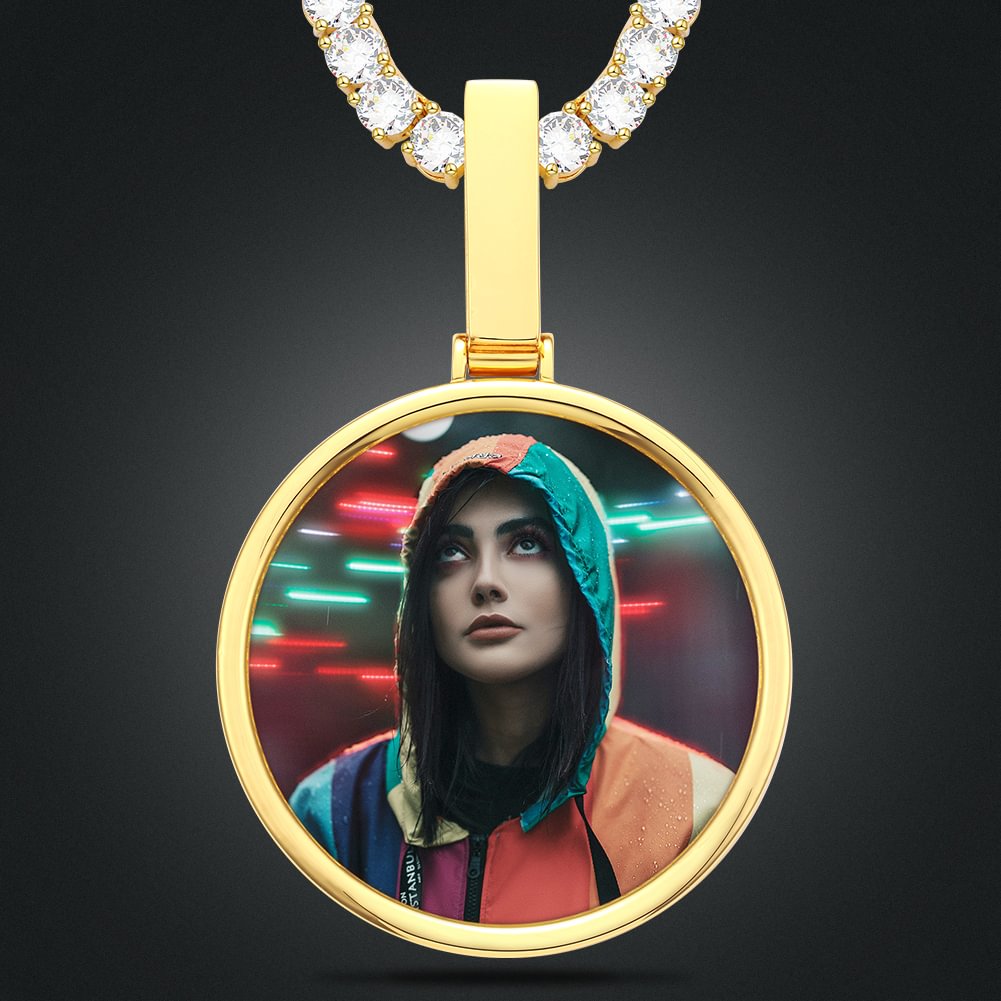Custom Photo Round Pendant Hip Hop Personality Necklace Jewelry-VESSFUL
