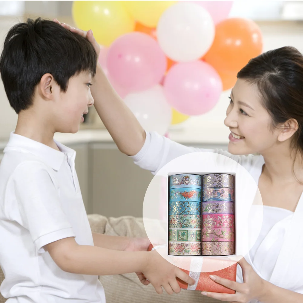 12 Rolls Color Tape Flower Washi Tape Set for DIY Crafts(Flower Hot Stamping)