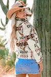 Women's Western Style Aztec Printed Stand Neck Zip Up Jacket