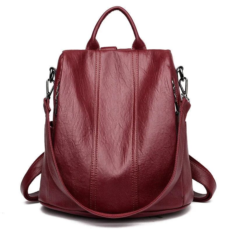 Anti theft Women Backpack High Quality Soft Leather School Bags For Teenage Girls Waterproof Travel Backpack Mochila Feminina