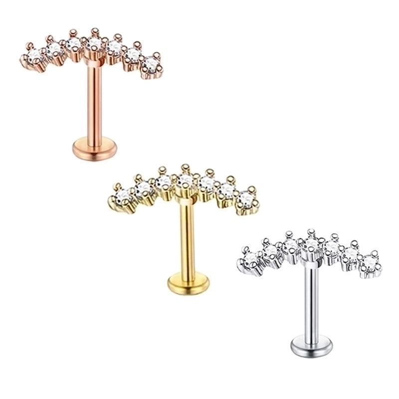 Minimalist Geometric Stainless Steel Zircon Ear Studs 1 Piece