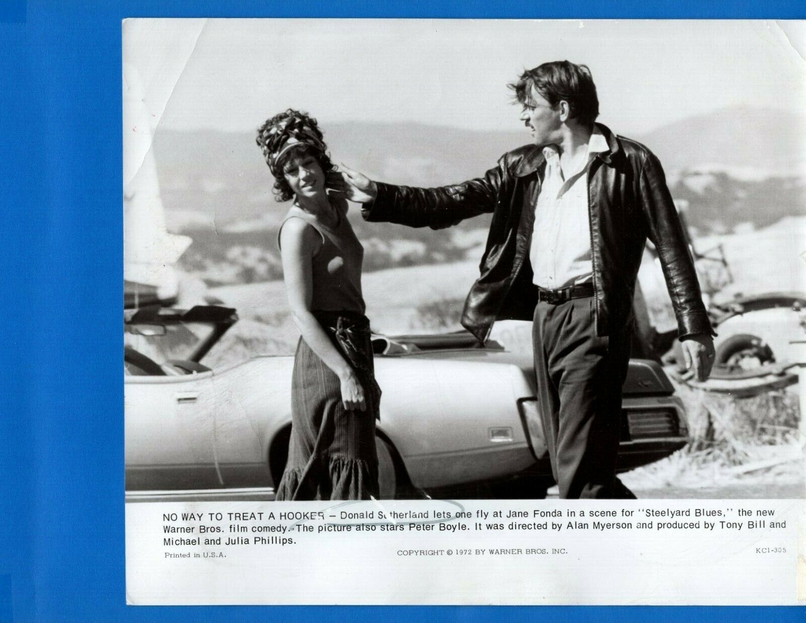 DONALD SUTHERLAND JANE FONDA Vintage 8x9.5 Promo News Photo Poster painting 1973 STEELYARD BLUES