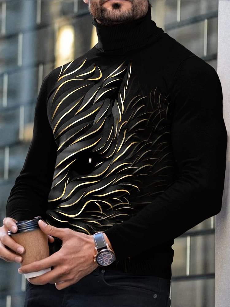 Men's casual high neck long sleeve