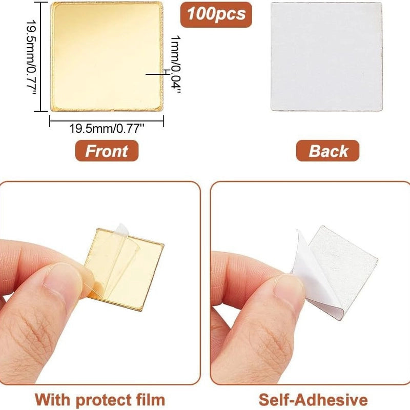 100 PCs Mini Square Mosaic Wall Stickers Acrylic Mirror Decoration DIY Self-Adhesive Bedroom Living Room Stickers