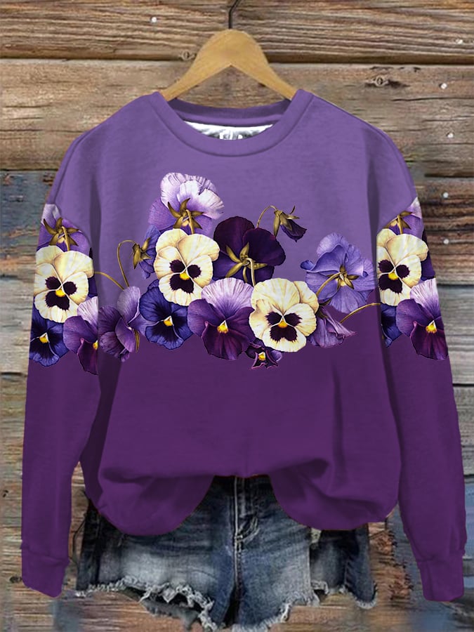 Women's Alzheimer's Floral Print Casual Sweatshirt