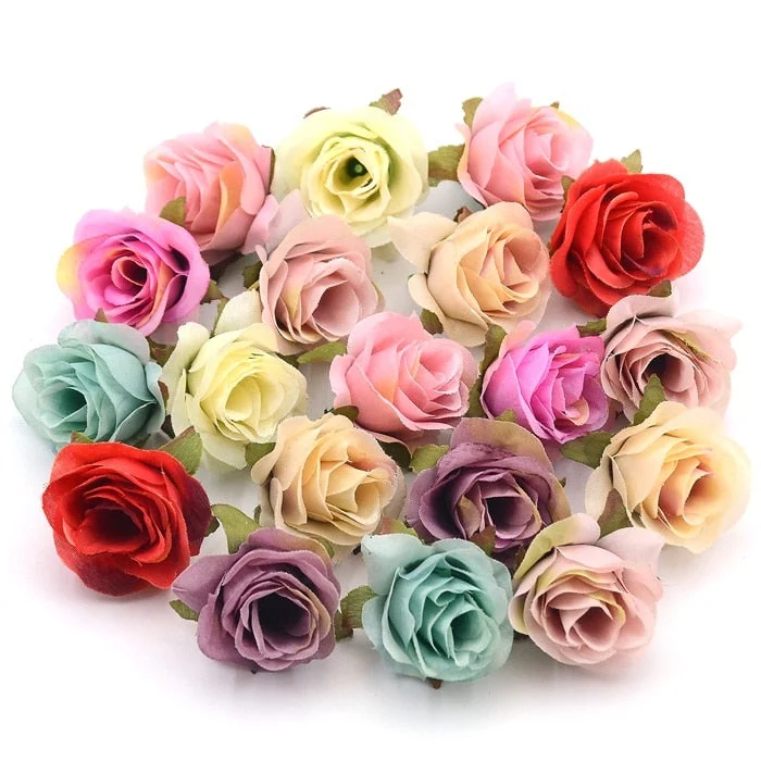10pcs/lot 3.5cm Silk Artificial Rose Flower Head Scrapbooking Ball For Wedding Decoration Scrapbooking Wreath Home Accessories