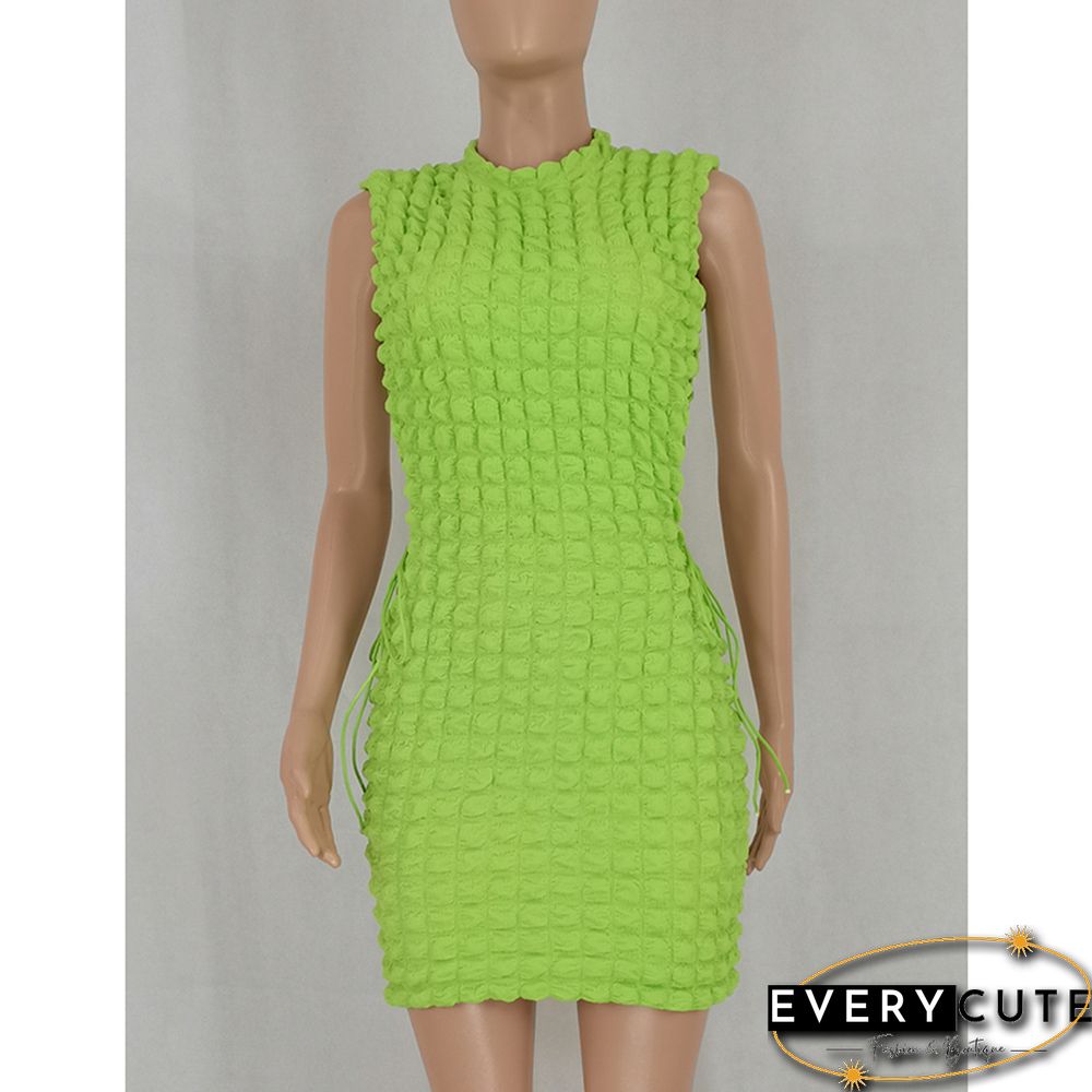 Fluorescent Green Side Lace-up Sleeveless Bodycon Dress