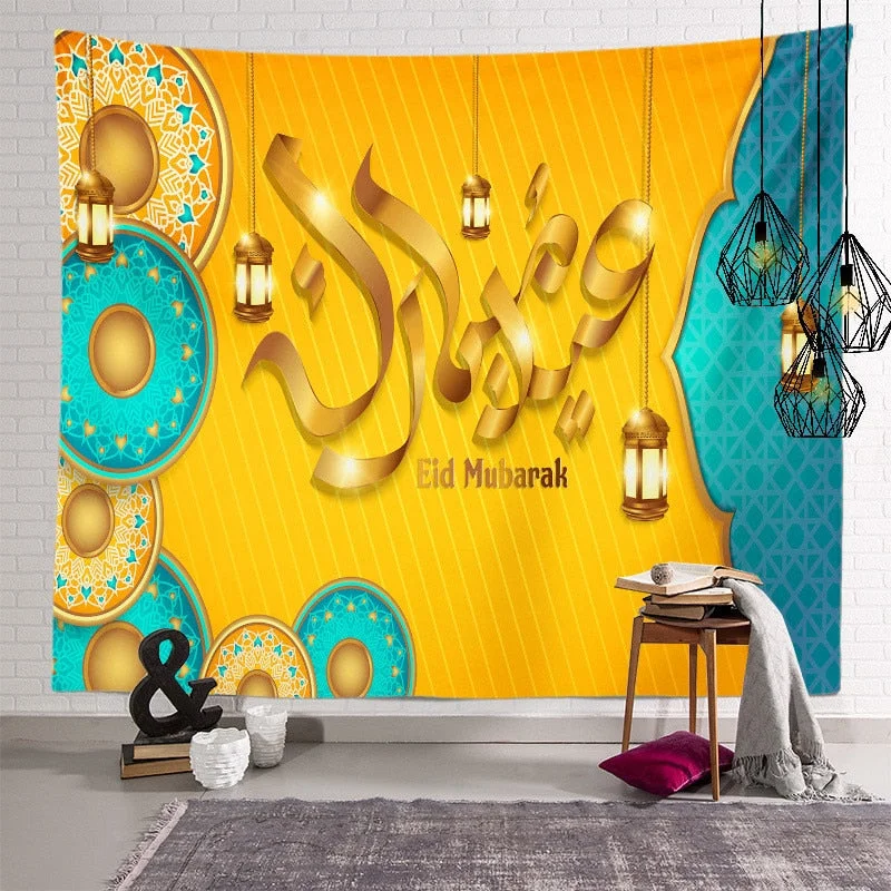 2021 Ramadan Decorations Home Tapestry Moon Star Eid Mubarak Wall Hanging Tapestries Decor Living Room Bedroom Background Decor
