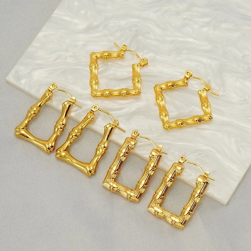 1 Pair Elegant Square Polishing Plating 304 Stainless Steel Titanium Steel 18K Gold Plated Earrings