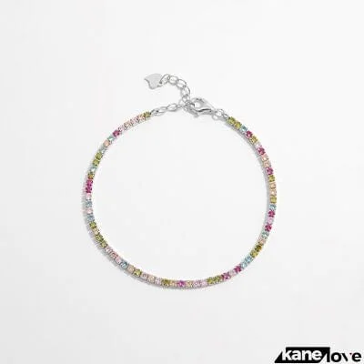 Inlaid Zircon 925 Sterling Silver Bracelet