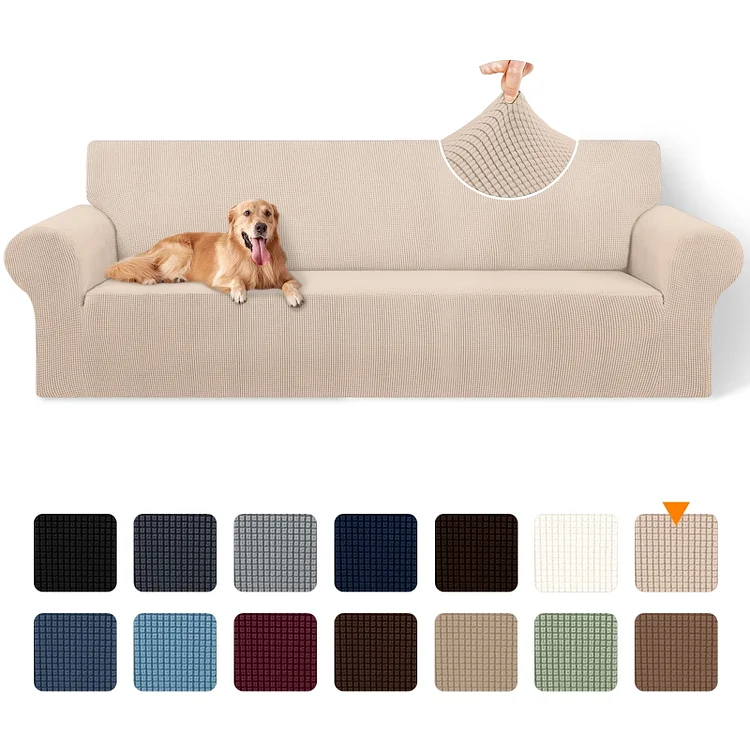 Sanmadrola Couch Cover Water Resistant Stretch Sofa Slipcover Jacquard Furniture Protector for Kids Pets Dog Cat