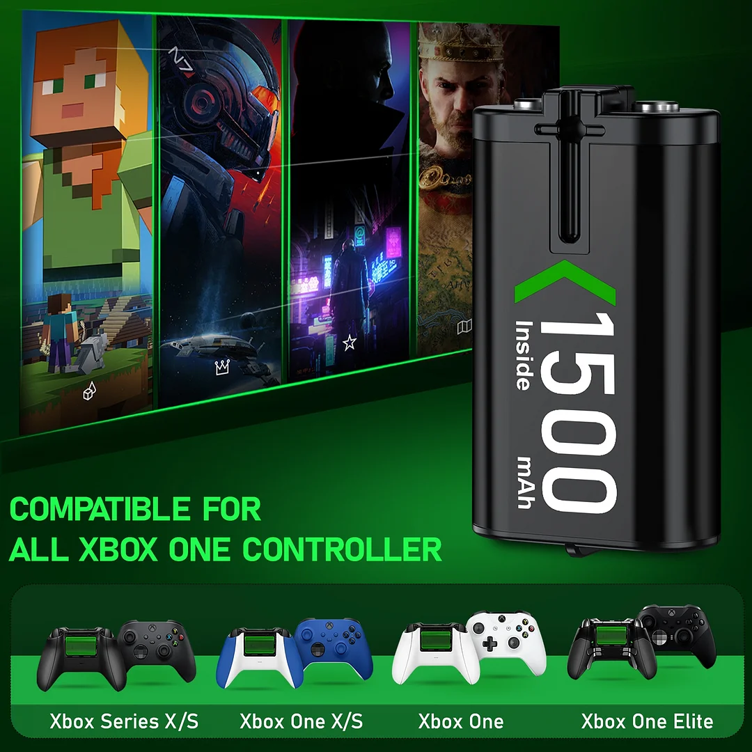 Xbox Controller Battery Pack for Xbox Series X|S/Xbox One S/X/Elite,DinoFire 4x1500mAh Xbox One Rechargeable Battery Pack with Fast Charger Station