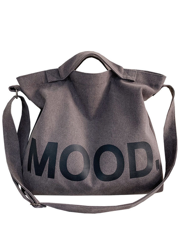 FineGina Vintage Grey Graphic Print Canvas Messenger Bag