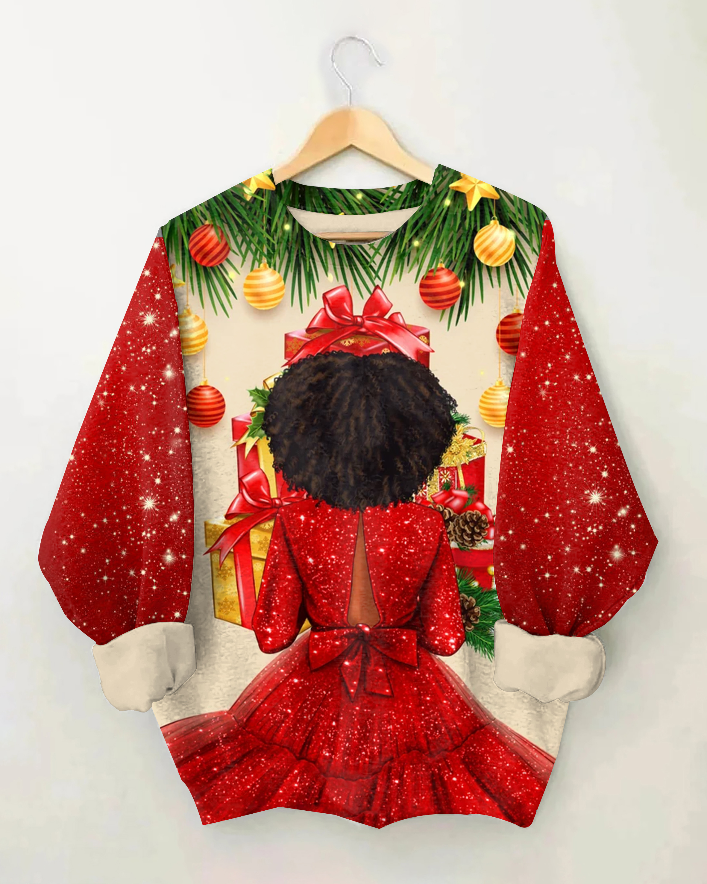 Melanin Girl Christmas Crewneck Sweatshirt