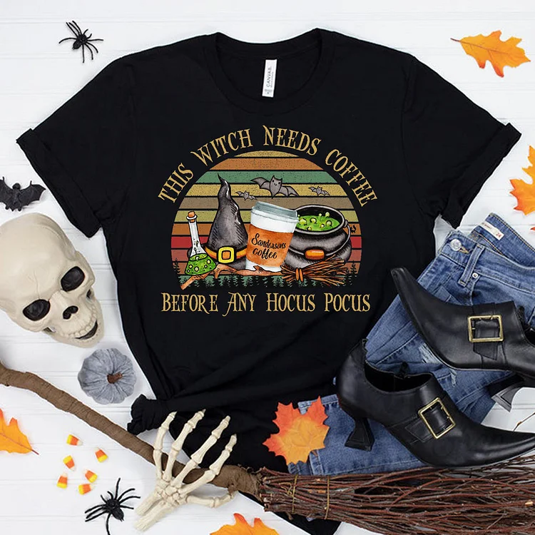 This Witch Needs Coffee Before Any Hocus Pocus T-Shirt-06886