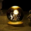 3D Galaxy Crystal Ball Children Night Light with Color LED Light Base Decoration Creative Gift Christmas Birthday Classmate Luminous Crystal Ball