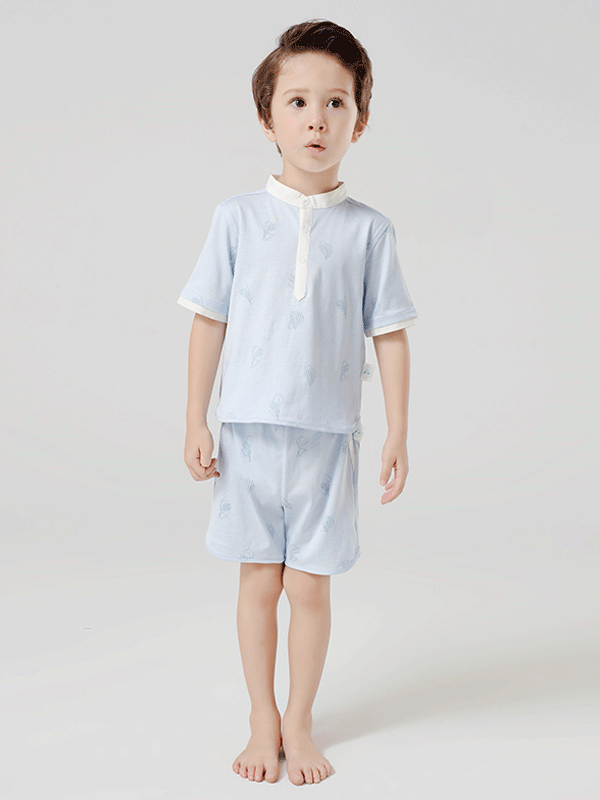Solid Color Boy's Silk Pajamas