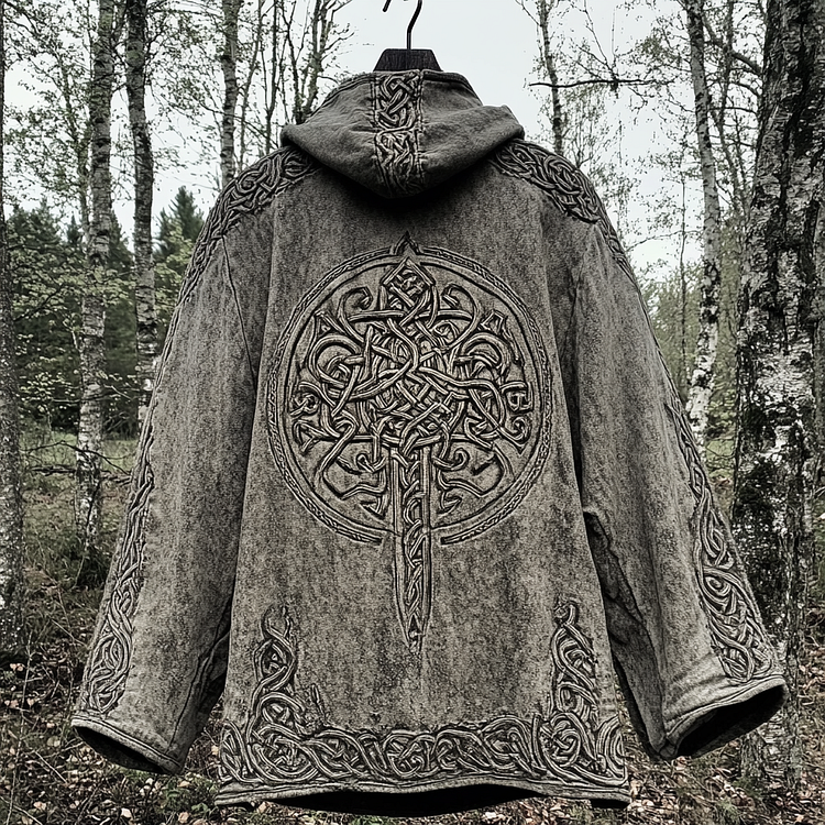 Men's Viking Tribal Jacquard Celtic Style Hoodie
