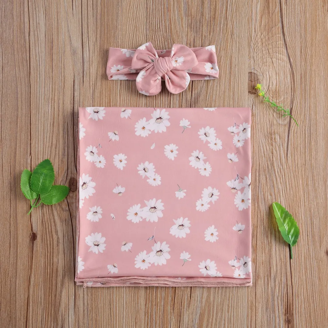 Baby Swaddling Clothes, Sleeping Bag, Home Outdoor Wrapped Cotton Soft Lace-up Large Towel Infants Wear with Headband
