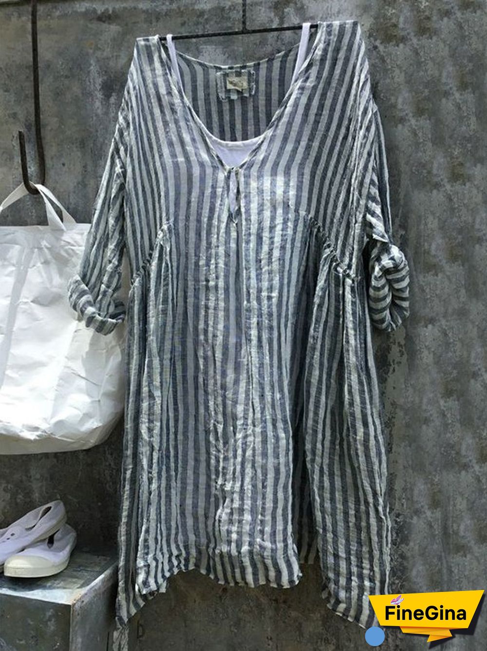 3/4 Sleeve Cotton Linen Casual Casual Dress