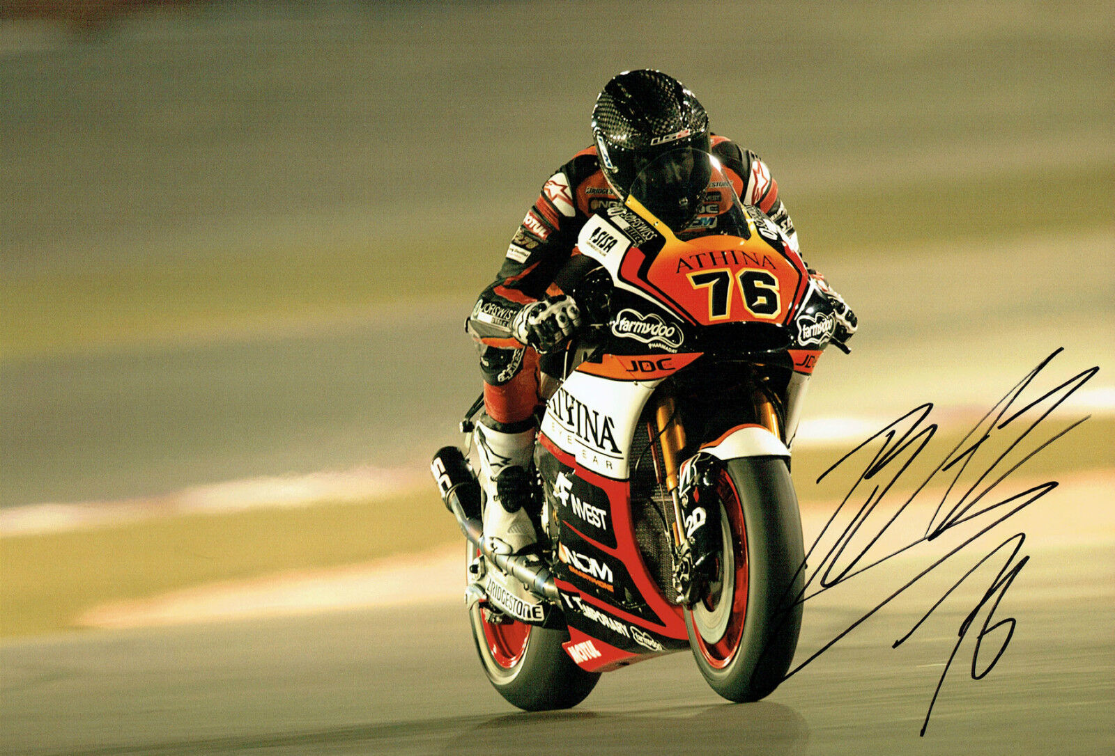 Loris BAZ SIGNED 12x8 Autograph Photo Poster painting Yamaha Forward Racing MOTOGP AFTAL COA