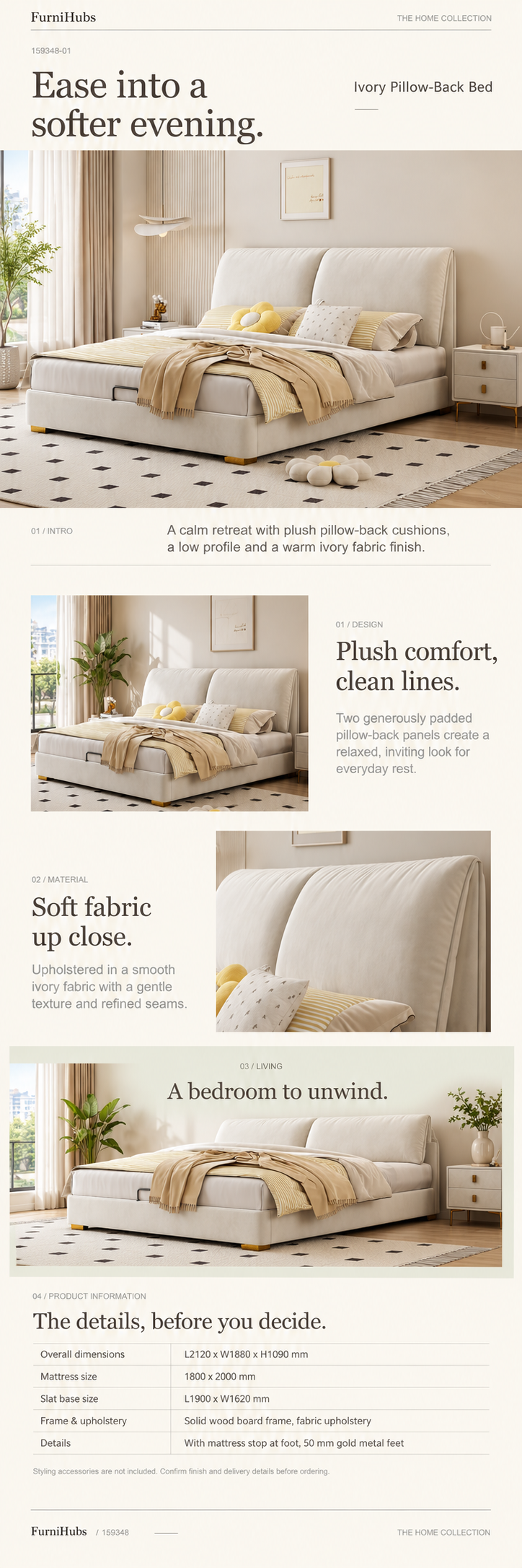 Elephant Ear Upholstered Bed full product details