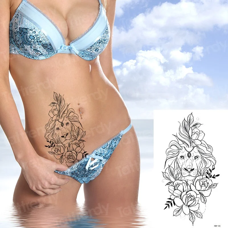 temporary fashion tattoos rose flower leaves sexy girl model tattoos for women temporary tattoo sticker roses body art tatoo