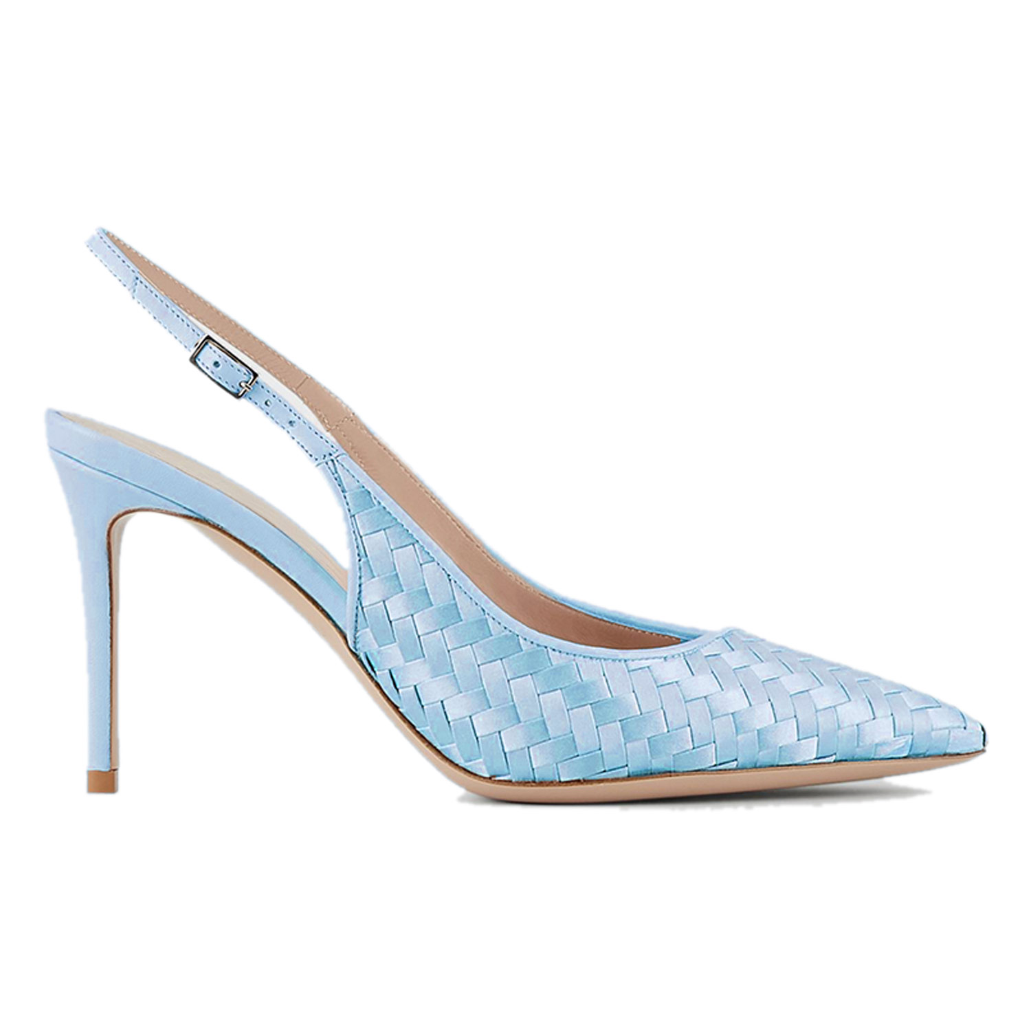 TAAFO Weave Slingbacks Women Pumps High Thin Heels Pointed Toe Buckle Strap Female Sandals Casual Dress Ladies 