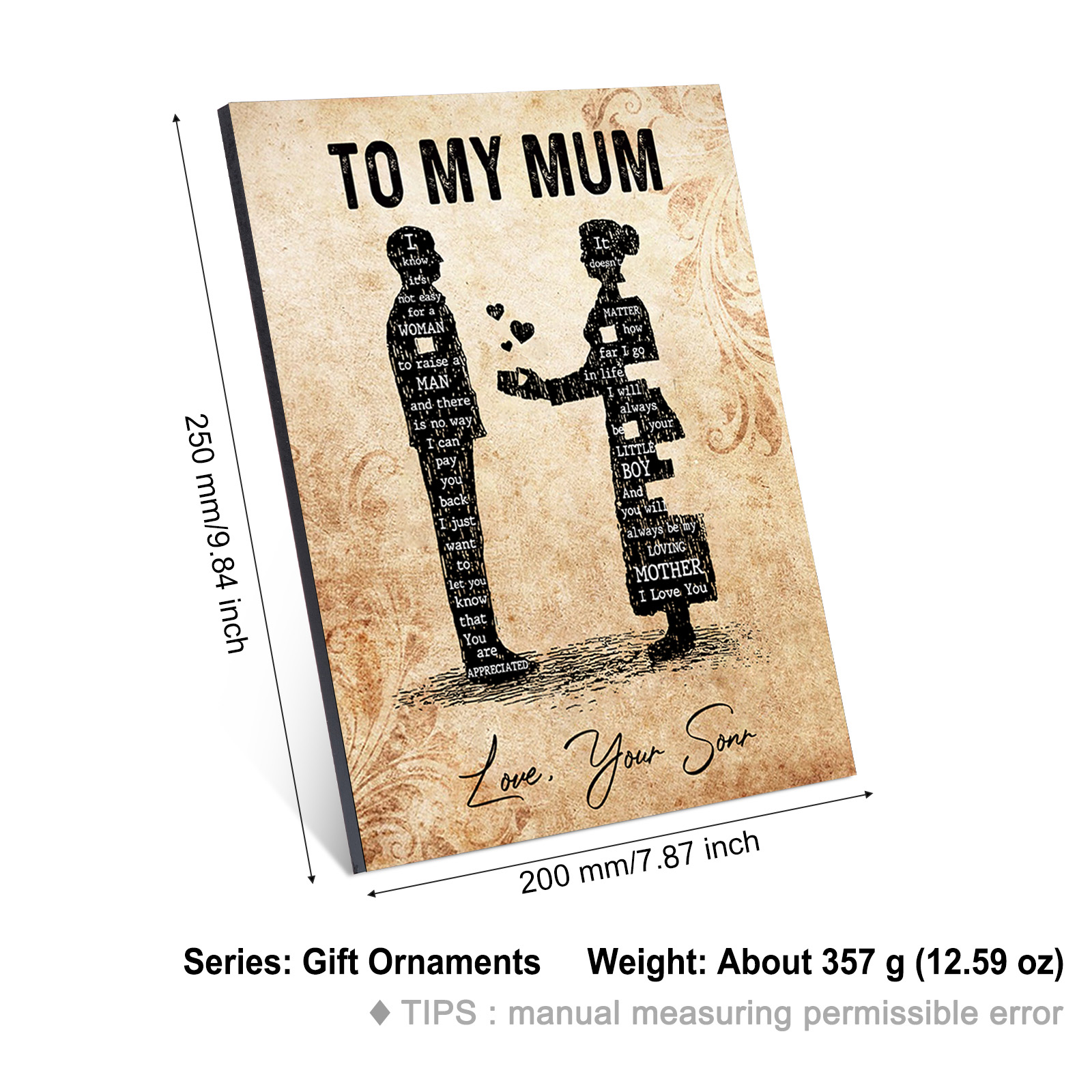 To My Mum Wooden Plaque Mother & Kid Silhouette Home Decoration Mother's Day Gifts - You Will Always Be My Loving Mother-Jessemade AU