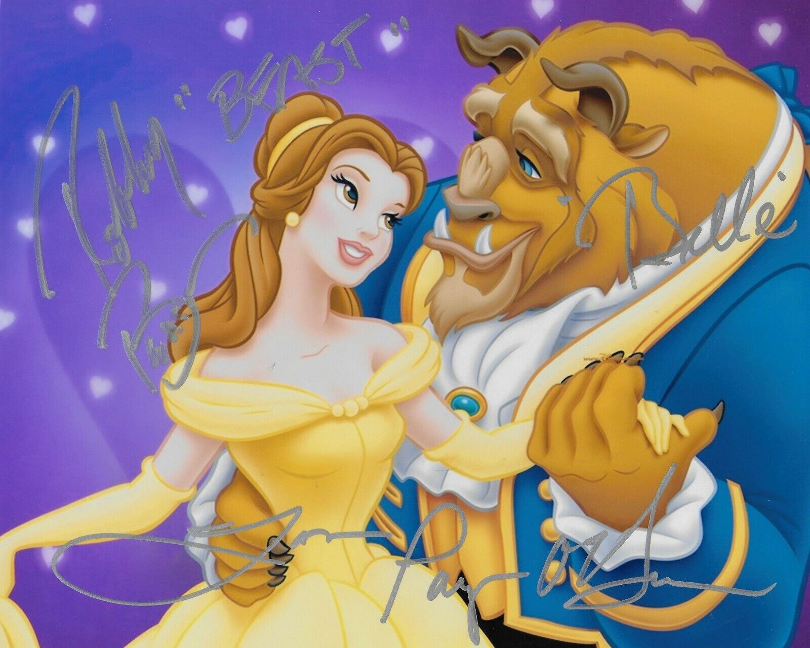 Robby Benson Paige O'Hara Beauty and the Beast Original Autographed 8X10 Photo Poster painting