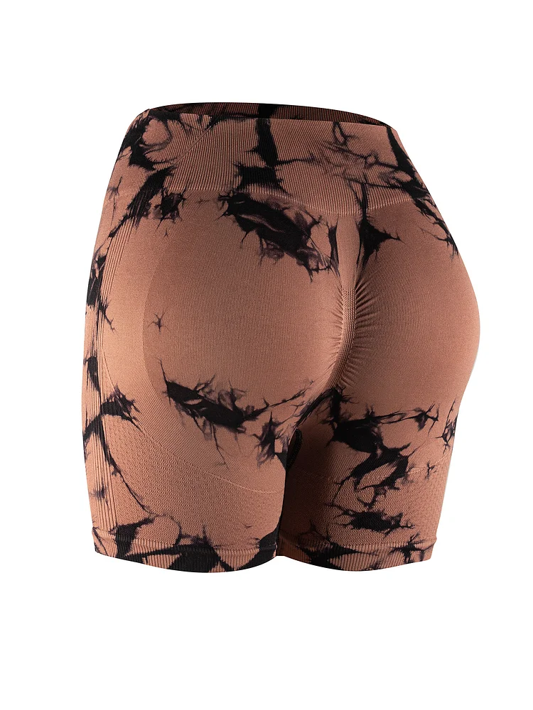 PASUXI Summer Seamless Hot Selling Pants High Waist Lady Gym Fitness Yoga Tie Dye Shorts Butt Lift Scrunch Women Shorts huanwei