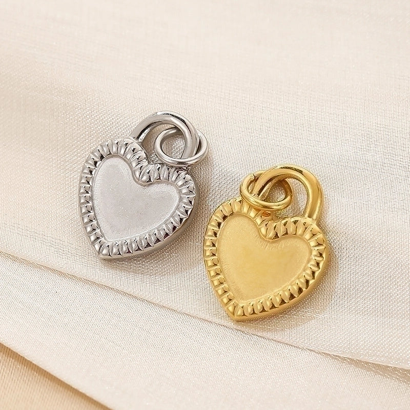 Basic Heart Shape Stainless Steel 18K Gold Plated Enamel Charms