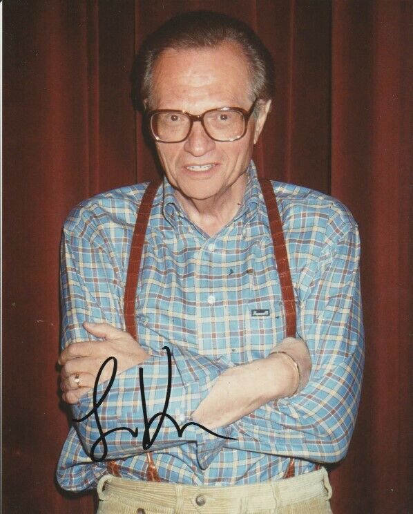 LEGENDARY TALK SHOW HOST LARRY KING SIGNED 8x10 Photo Poster painting #1 CNN LIVE JSA COA