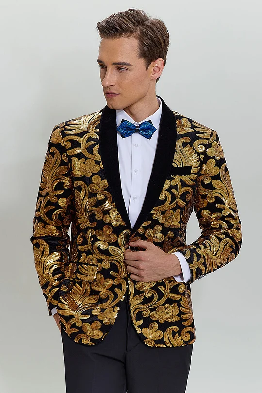 Mens Royal Blue Prom Jacket Paisley Slim Fit Homecoming Blazer