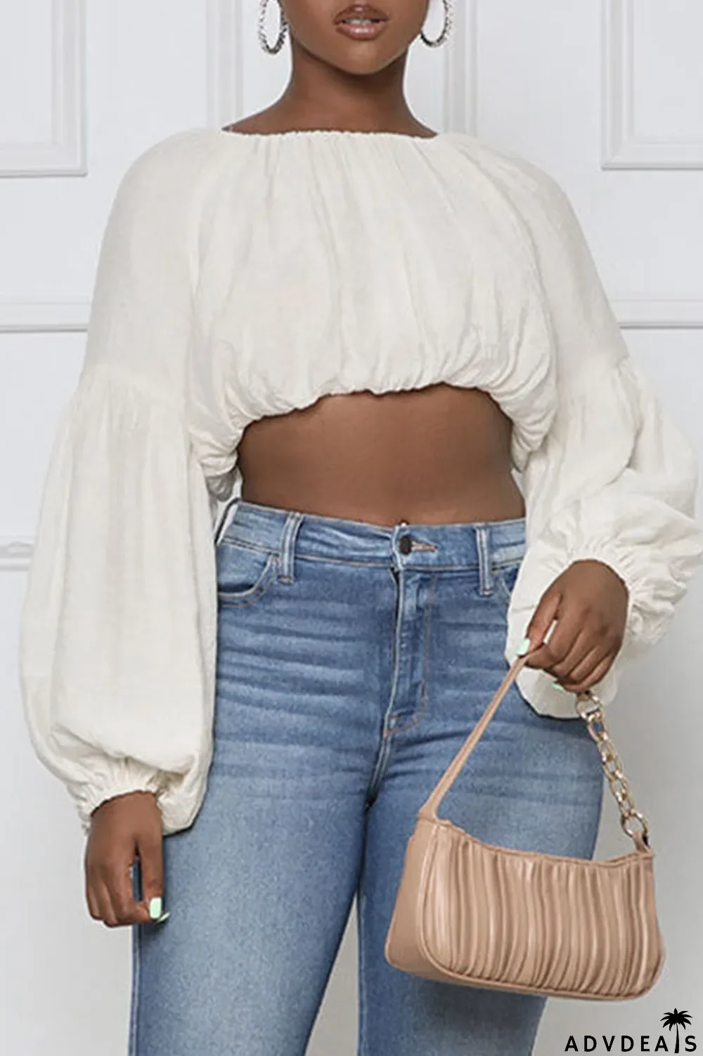 Light Green Casual Sweet Solid Split Joint Fold O Neck Tops