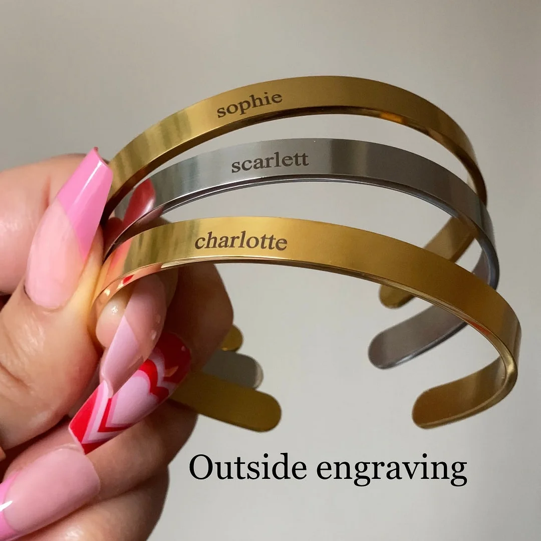 Personalized Engraved stainless steel Adjustable Bracelet & Ring 
