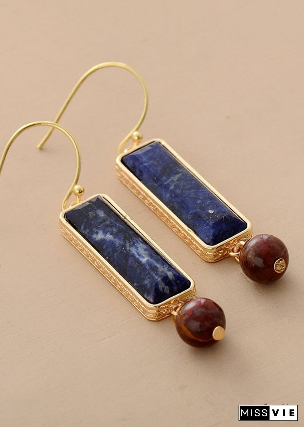 Boho Earrings, Dangle Earrings, Navy Blue Sodalite