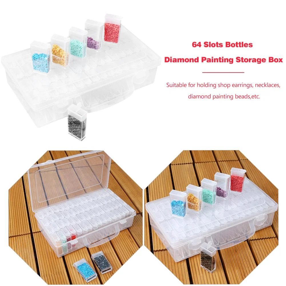 64 Grids Clear Plastic Diamond Storage Box DIY Diamond Painting Drill Case