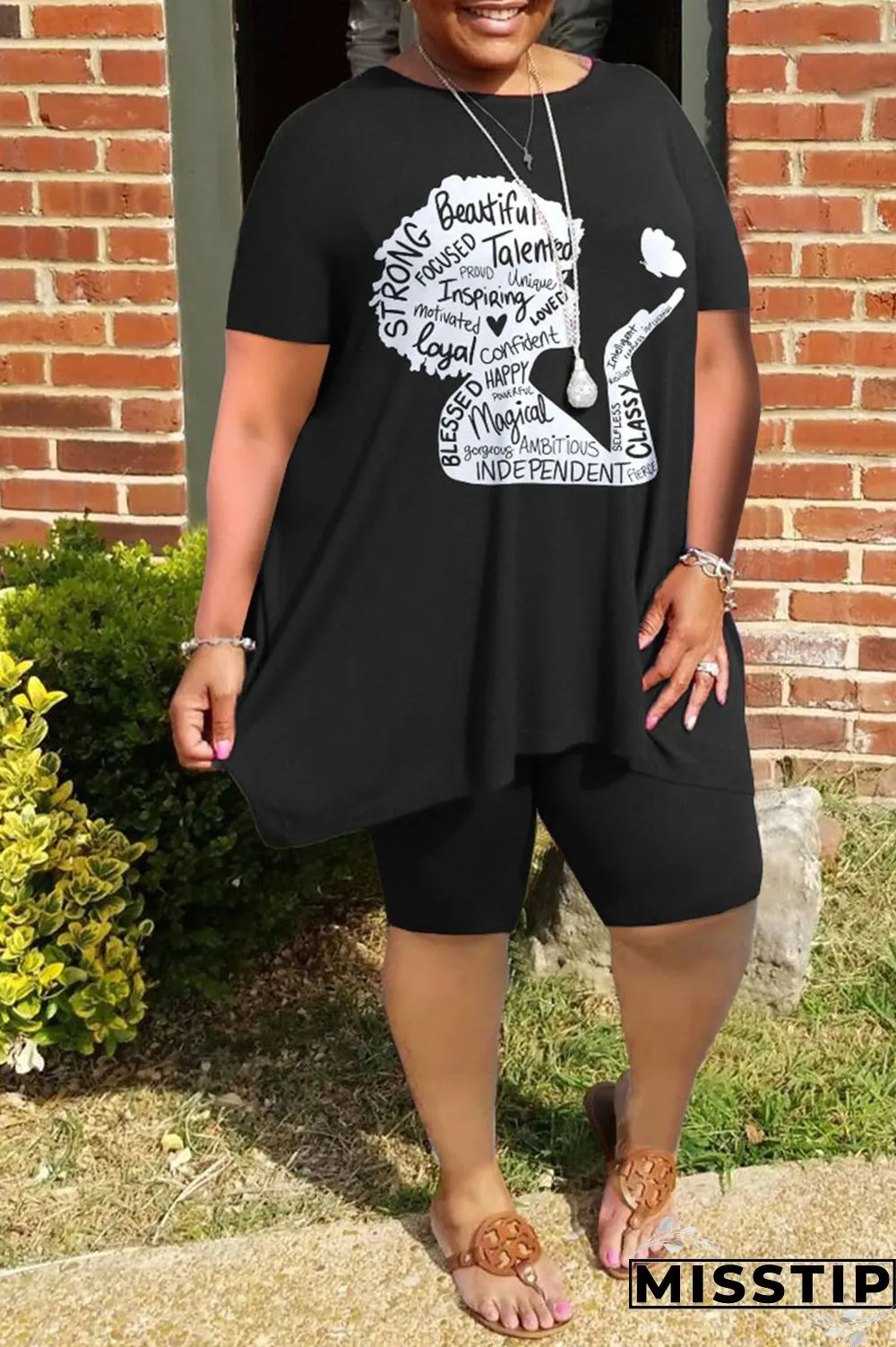 Burgundy Casual Street Print Patchwork O Neck Plus Size Two Pieces