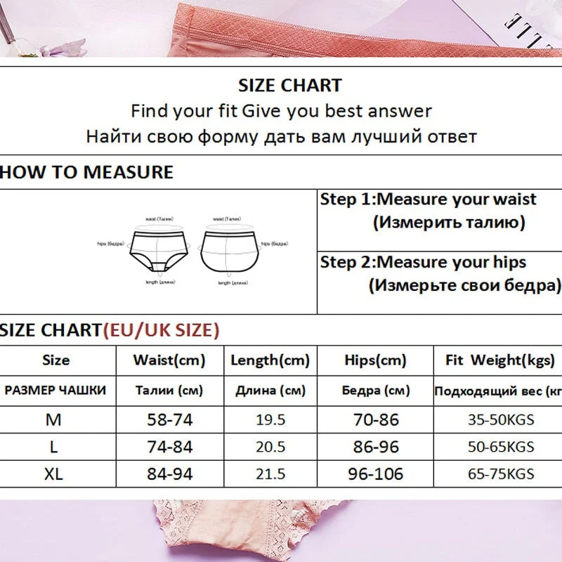 3PCS/Set Lace Panties Sexy Underwear Women's Panties Female Underpants  Floral Briefs For Woman Low-Rise Pantys Intimates M L XL