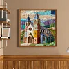 Patchwork Colorful House-11CT Stamped Cross Stitch 45*45cm/17.72*17.72in