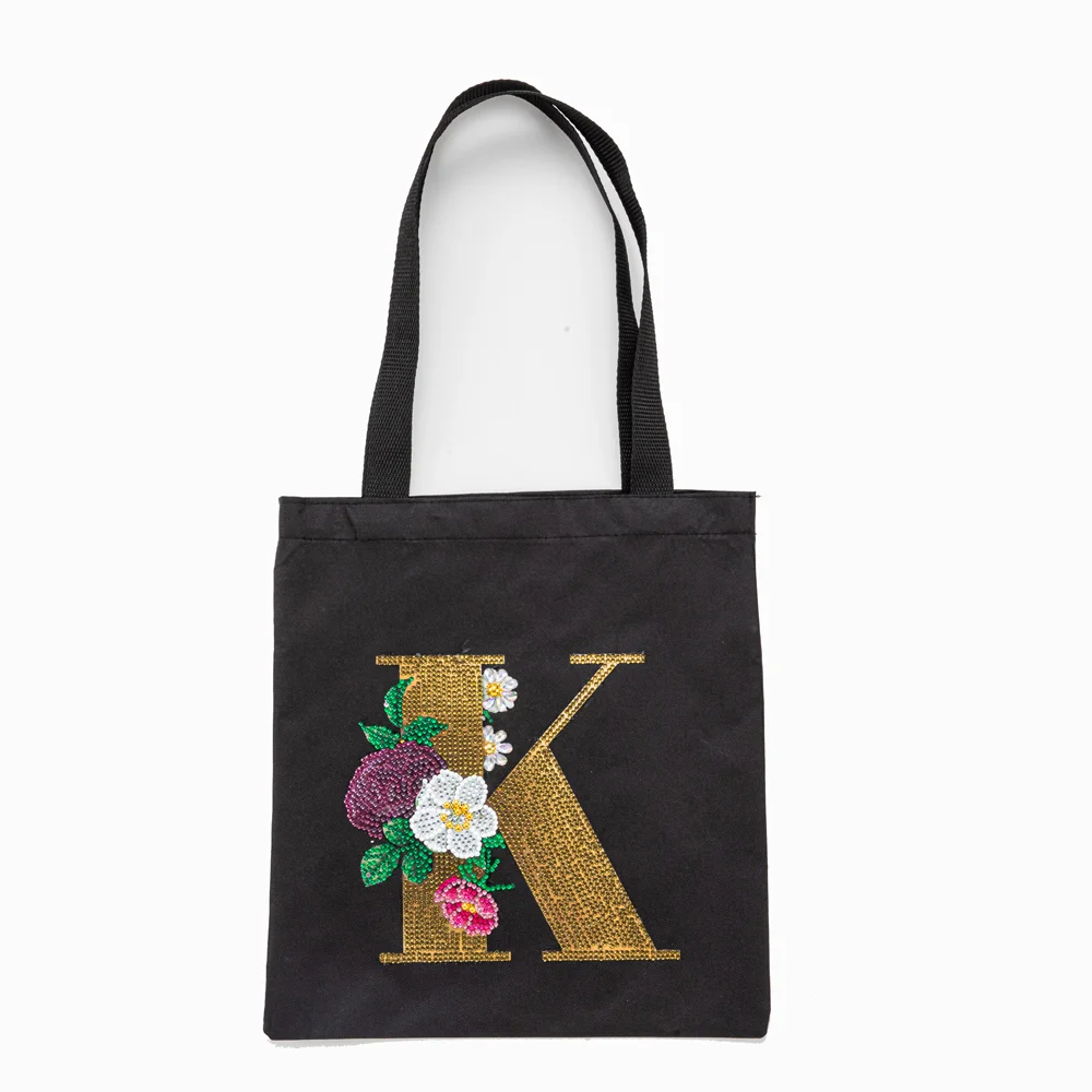 DIY Diamonds Painting Handbag Linen Shopping Bag Portable Fashion for Work