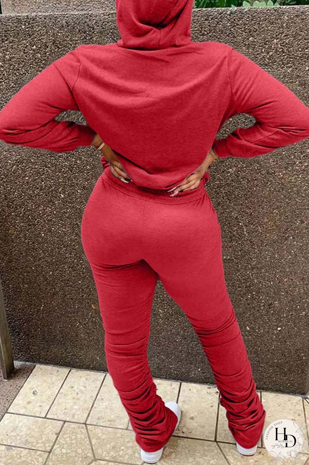 Casual Letter Print Hooded Two Pieces