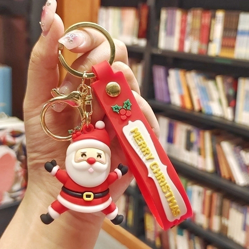 Cute Christmas Tree Santa Claus Elk PVC Metal Christmas Women’s Bag Pendant Keychain