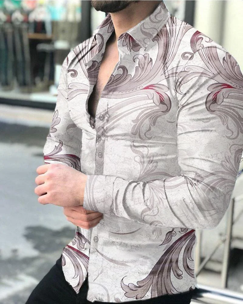 Men's Casual Printed Long-Sleeved Shirt14