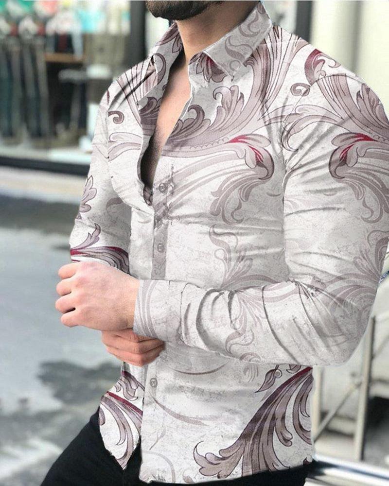 Men's Casual Printed Long-Sleeved Shirt14