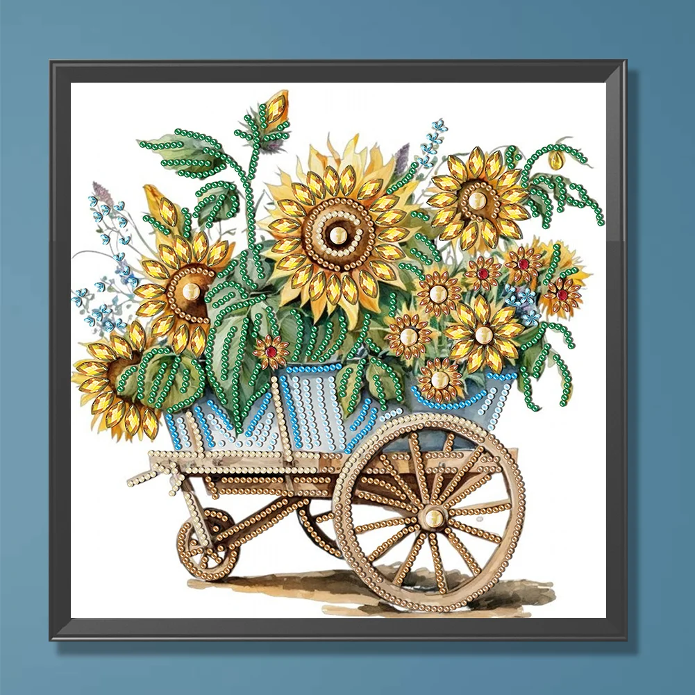 Diamond Painting - Partial Special Shaped Drill - Flower Car(Canvas|30*30cm)