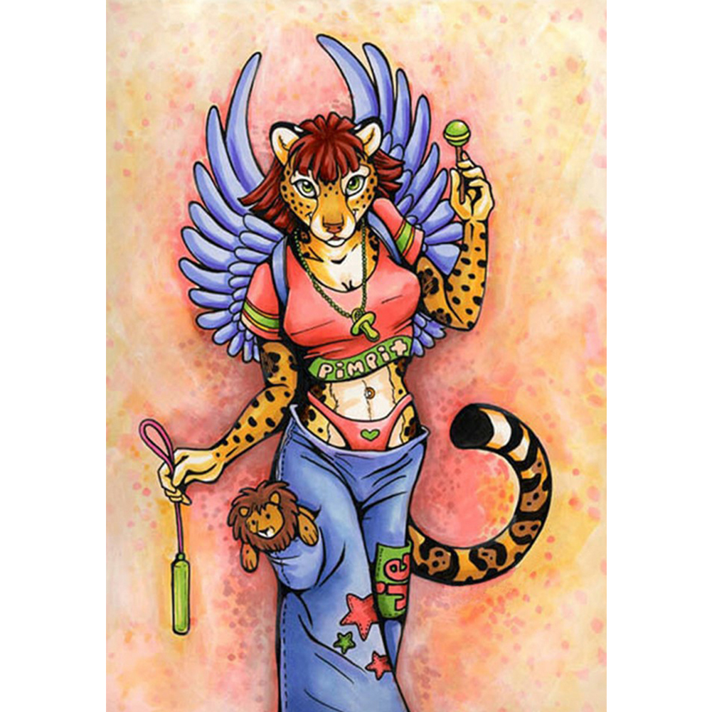 

30*40CM - Round Drill Diamond Painting - Winged Leopard, 501 Original