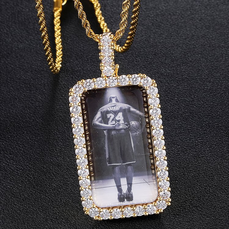 Custom Photo Square Iced Out Hip Hop Pendant Personalized Necklace Jewelry